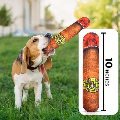 Vaulted Skulls & Co Dog Cigar Toy Large | Cigar Chew Toy Dogs | Dog Cigar Toy w/Squeaker | Pet Cigar Chew Toy (10")