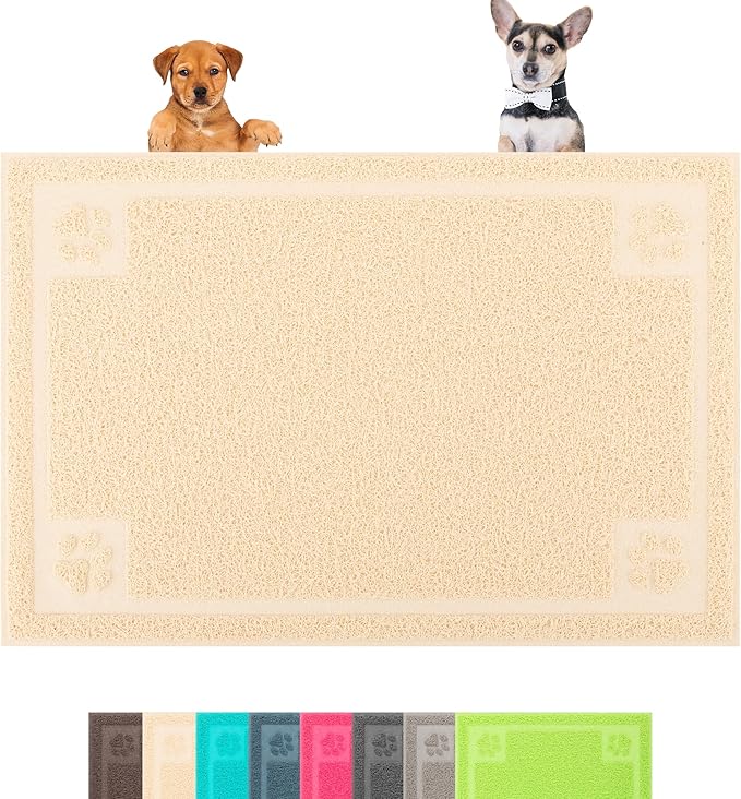 Darkyazi Pet Feeding Mat Large for Dogs and Cats,24"×36" Flexible and Easy to Clean Feeding Mat,Best for Non Slip Waterproof Feeding Mat (Beige)