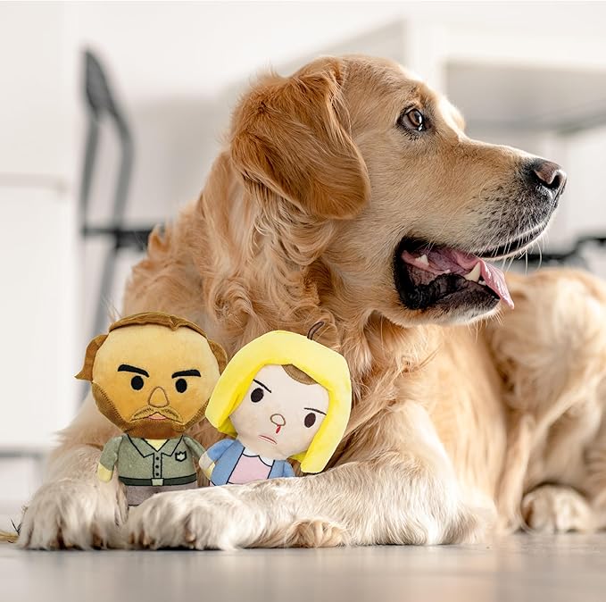 design LAB, Inc. Stranger Things Official Merchandise | Cool Dog Toys for Interactive Play | Eleven & Hopper 2-Pack Set | Collectible Stranger Things Toys