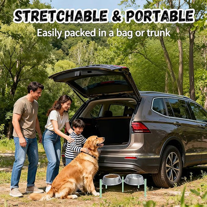 Adjustable Elevated Dog Bowl Stand, Metal Feeder Riser for Large Medium Dogs, Portable Travel Design, Slow Feeder Compatible (Without Bowls)