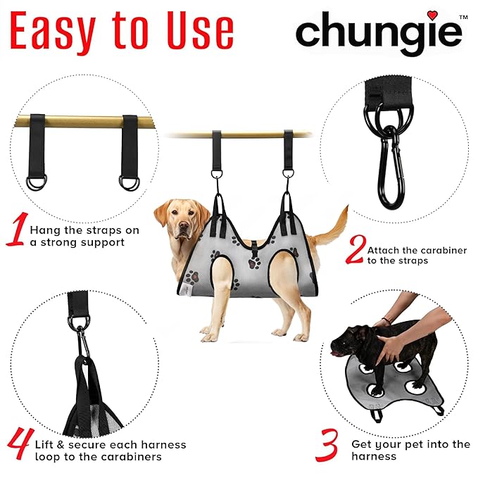 Dog Grooming Hammock for Dogs – Dog Restraint for Nail Trimming with Pet Nail Clipper – Dog Sling for Grooming, Dog Hammock for Nail Cutting & Grooming Harness(Legs Spacing:15-18.5” )/Max W:85lb)