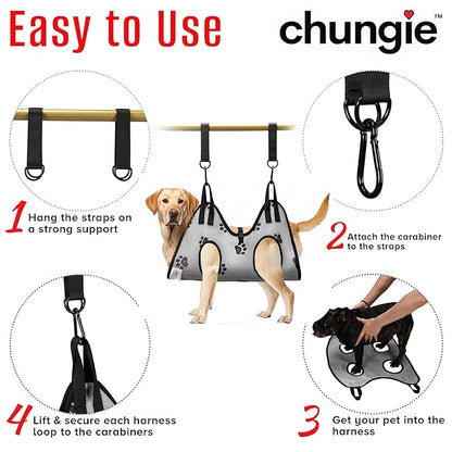 Dog Grooming Hammock for Dogs – Dog Restraint for Nail Trimming with Pet Nail Clipper – Dog Sling for Grooming, Dog Hammock for Nail Cutting & Grooming Harness(Legs Spacing:15-18.5” )/Max W:85lb)