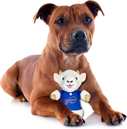 Pets First NFL Buffalo Bills Goat Plush Toy for Dogs and Cats with Squeaker, Wearing a Team Jersey! Fun & Sporty Goat Shaped Dog Chew Toy, Interactive Pet Toy