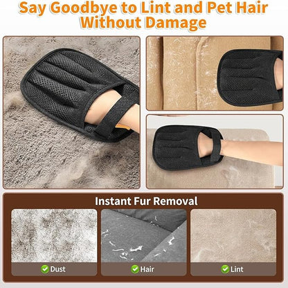 Pawsome Pets Pet Hair Removal Glove Gift Set for Cats & Dogs, Upgraded Five-Finger Electrostatic Pet Hair Gloves, Reusable Magic Brush Pet Hair Remover Tool for Laundry, Couch, Carpet, Car Seat