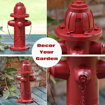 16" H Metal Fire Hydrant for Dogs to Pee On, Vintage Dog Fire Hydrant Pee Post for Outdoor Garden Decor, Fake Fire Hydrant Fit from Small to Medium-Sized Dog Breeds