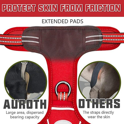 AUROTH Tactical Dog Harness for Large Dogs No Pull Adjustable Pet Harness Reflective K9 Working Training Easy Control Pet Vest Military Service Dog Harnesses Red M