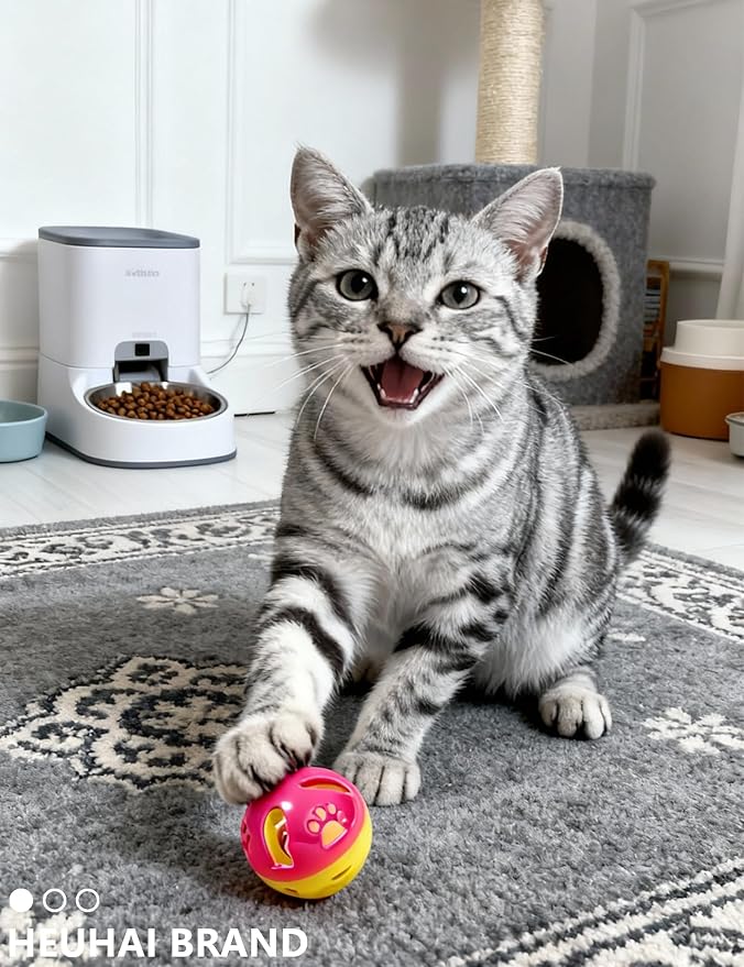 6 Pcs Cat Balls Set, Indoor Interactive Cat Toys for Bored Kittens, Jingle Bell Balls and Soft Plush Balls, Cute Play Balls for Kitties All Ages (1.5'')