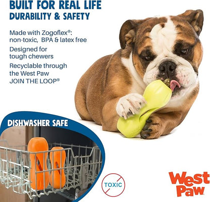 WEST PAW Qwizl Durable Zogoflex Dog Puzzle Toy for Mental Stimulation, and Enrichment - Treat Dispensing for Bully Sticks and Dental Sticks - Dishwasher Safe - Made in USA - Small - Cardinal