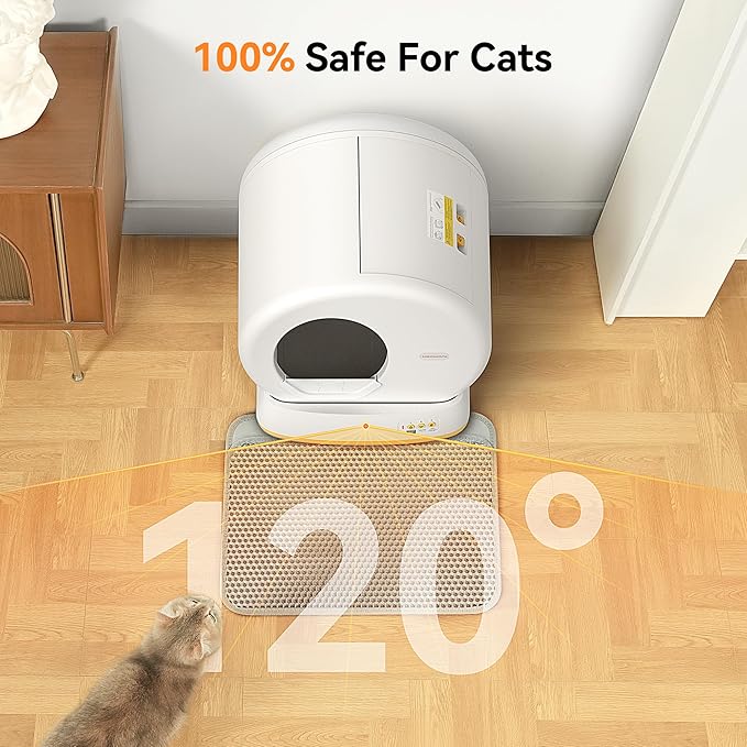 MeoWant Automatic Cat Litter Box，Extra Large Self Cleaning Litter Box for Multiple Cats, App Control, Odor Free, Safety Protection with Trash Bags, Yellow