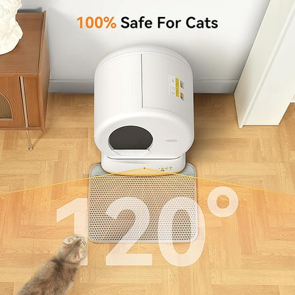 MeoWant Automatic Cat Litter Box，Extra Large Self Cleaning Litter Box for Multiple Cats, App Control, Odor Free, Safety Protection with Trash Bags, Yellow