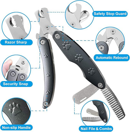 【‌Clearance Sale of Old Editions‌】 Heavy Duty Dog Nail Clipper for Large Dog Thick Nail, 3in1 Professional Dog Nail Trimmer Sharp Blade