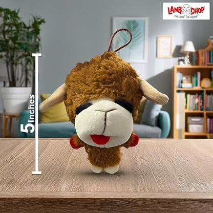 Multipet Knobby Noggins Dog Toy Lamb Chop | Lambchop Knobby Noggins Knobby | Noggins Squeaky Dog Toy Plush | 5" | Small/Medium Breed | Officially Licensed (Brown)