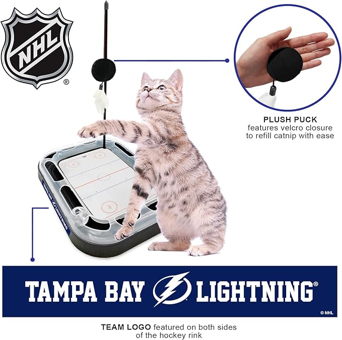 Pets First 5-in-1 NHL Tampa Bay Lightning Cat Scratcher Toy with Interactive Cat Ball Bell in Tracks