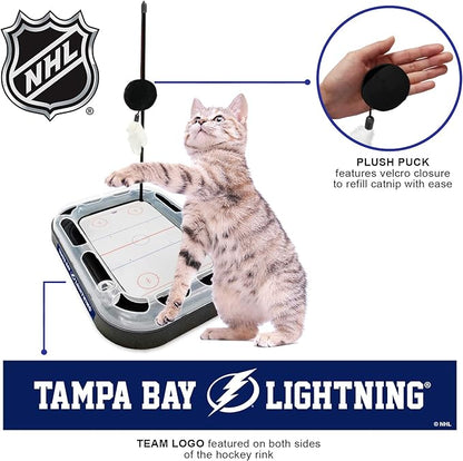 Pets First 5-in-1 NHL Tampa Bay Lightning Cat Scratcher Toy with Interactive Cat Ball Bell in Tracks