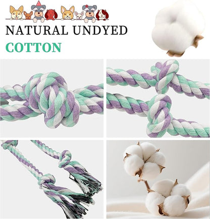 Dog Rope Toys for Large/Medium Aggressive Chewers, Tough Cotton Chew Toy, 3 Feet 5 Knots Indestructible, Tug of War Dog Pull Rope Teeth Cleaning (5 knot-19.5In)