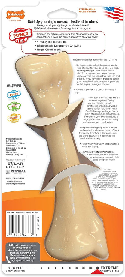 Nylabone Big Chew Monster Bone Power Chew Toy for Large Dogs, Durable Dog Toys for Aggressive Chewers, Destroy Proof Chew Toys To Keep Them Busy, Chicken Flavor, XX-Large, 50++ lbs, 1 Count