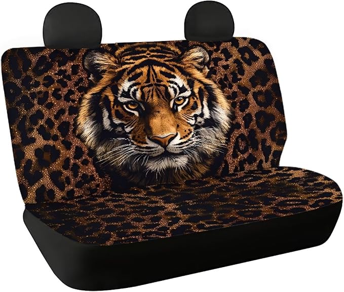 AFPANQZ Tiger Car Rear Bench Protective Car Seat Cover Back Seat Only for Car Truck SUVs Polyester Fabric Car Backseat Cover with Universal Fit Full Wrap Dust-Proof