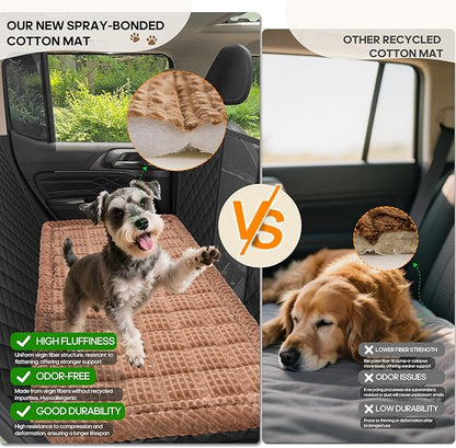 Pet Bed Mat for Car Backseat Extender, Non-Slip Dog Bed for Car Back Seat, Flannel Backseat Dog Bed for Cars Trucks and SUVs (Brown, 24.8x54 inch)