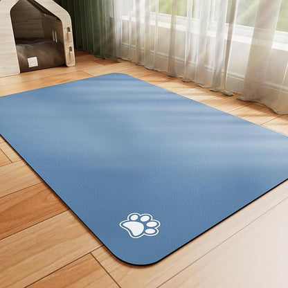 Dog Food Mat - Absorbent Cat Mat for Food and Water, No Stains Pet Feeding Bowl Mat, Easy to Clean Pet Placemats, Quick Dry Dog Water Dispenser Mat for Messy Drinkers | Paw Blue 16"x 24"