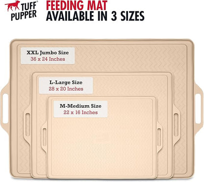 Tuff Pupper 28x20 Large Dog Feeding Mat for Food and Water | Dog Food Mats for Floors | Waterproof Dogs Water Bowl Mats | Dogs Placemats Pet Food-Mat | Silicone Feeding Mat for Cats and Cat Bowls
