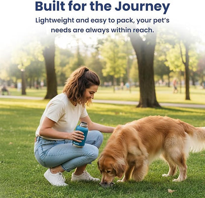 PawsPik 32oz 3-in-1 Travel Dog Water Bottle & Bowl Set – Stainless Steel Vacuum-Insulated Bottle with Detachable Food & Water Bowls, Leak-Proof, Keeps Water Cold 12hrs/Hot 6hrs (Midnight Summit Blue)