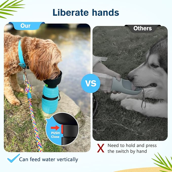 Pecute Portable Dog Water Bottle - 29oz + 7.7oz, Leakproof with Double Seal, Lightweight for Outdoor Walks & Trips