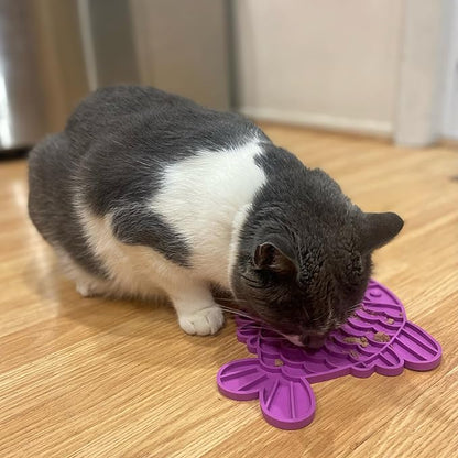 SPOT Soother Lick Mat-Licking Mat for Cats, Kittens, Medium and Large Dogs and Puppies, Food Grade Rubber, Anxiety Reliever, Dog Peanut Butter Lick Pad, Slow Feeder, 9.75inch, Fish