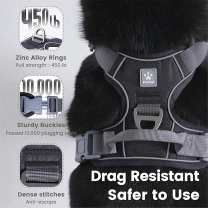 Pawaii No Pull Dog Harness with Pet ID Tag,Reflective Strips No Choke Front O Ring Breathable Mesh Adjustable Soft Padded Pet Vest with Easy Control Handle for Medium Dogs