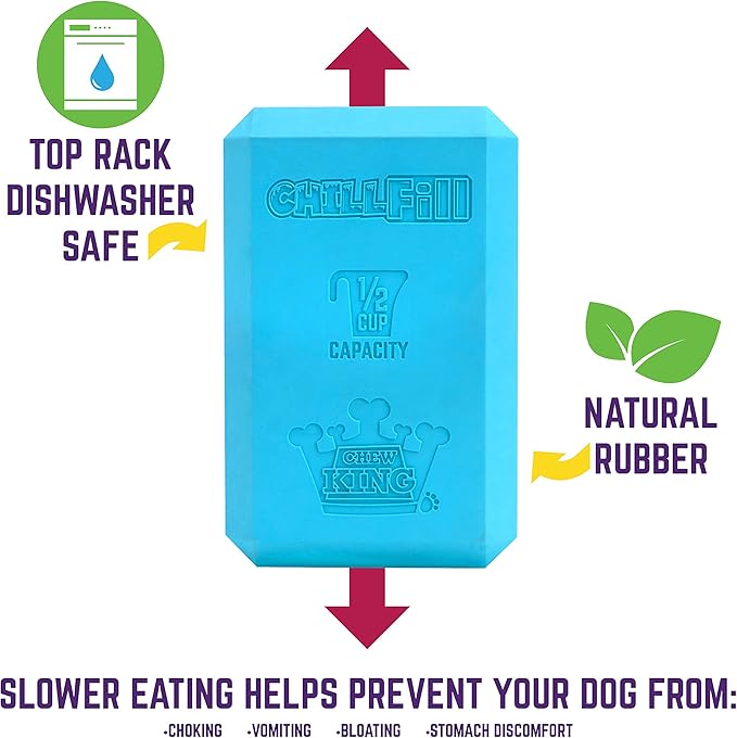 Chew King Premium Treat Dog Toy, Large, Extremely Durable Natural Rubber Fillable Toy Collection, Frozen Feeding