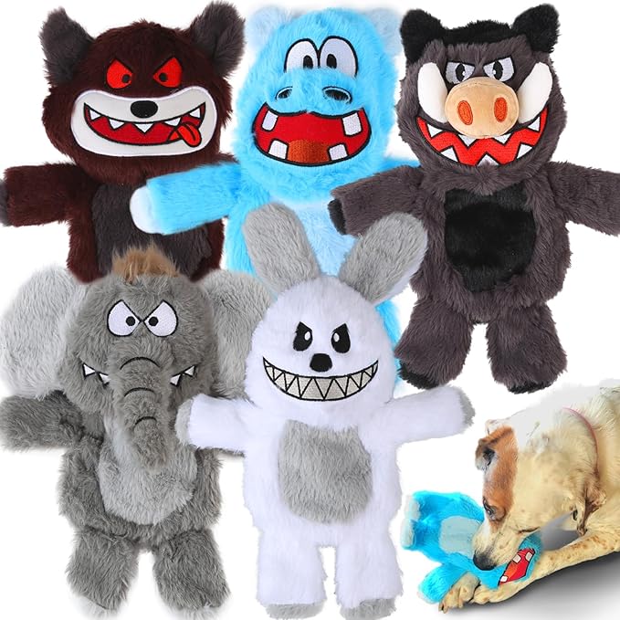 Bzonsmart Dog Squeaky Toys.Tough Plush Chew Toys Bundle for Small Medium Large Breed Chewer.Interactive Dog Toys to Keep Them Busy .Durable Anti-Boredom Dog Toys for Teething Chewing Playing Training
