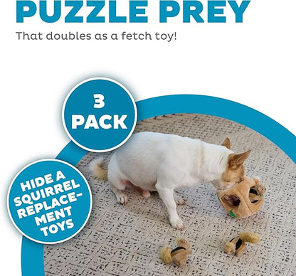 Outward Hound Squeakin’ Squirrels – 3‑Pack Plush Squeaky Dog Toys for Puppies, Small Dogs & Hide-A-Squirrel Replacements