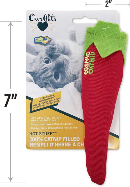 Cosmic OurPets 100-Percent North American Catnip Filled Chili Cat Toy-Hot Stuff (Interactive Cat Toys; Catnip Toys)