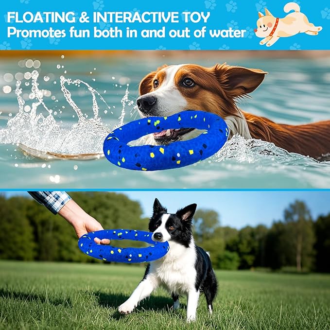 BABORUI Floating Dog Pool Toy – Durable E-TPU Dog Water Toy for Fetch & Chew, Bright Floating Dogs Toys for Pool, Beach & Outdoor Play – Dogs Beach Essentials (Blue Ring)