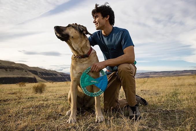 Ruffwear, Pacific Ring Dog Toy, Interactive Fetch and Tug Toy for Playing and Training, Aurora Teal