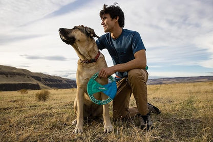 Ruffwear, Pacific Ring Dog Toy, Interactive Fetch and Tug Toy for Playing and Training, Aurora Teal