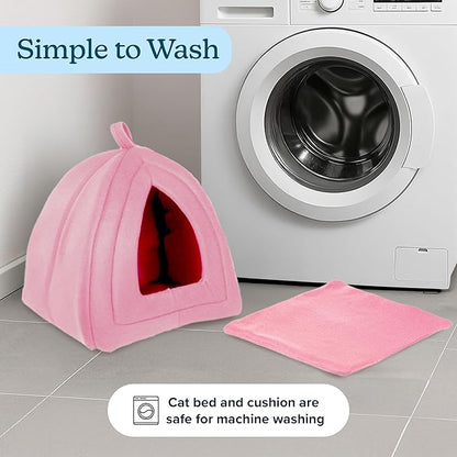 PETMAKER Indoor Cat House with Removable Foam Cushion for Cats, Kittens, Small Dogs & Small Pets, Plush Pet Bed Crate Tent Hideaway with Cozy Soft Interior, Small Animal Sleep & Rest Space
