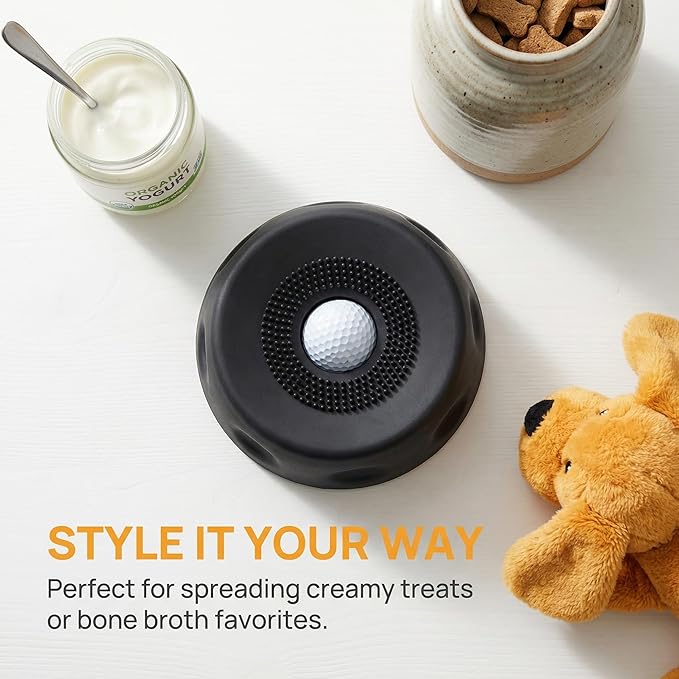 Silicone Lick Bowl for Dogs with Suction Cup Base, Anti-Slip Slow Feeder for Liquid Treats, Interactive Tongue Cleaning Dog Lick Bowl, Dishwasher Safe for Small Medium Large Pets(1, Black)