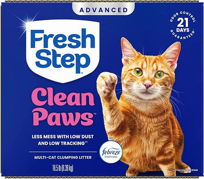 Fresh Step Advanced Clean Paws Multi Cat Clumping Cat Litter with Febreze Freshness, Low Dust, Odor Control with Ammonia Block Tech, Compatible in Automatic Litter Boxes, 37 lbs. (2 x 18.5 lb.)