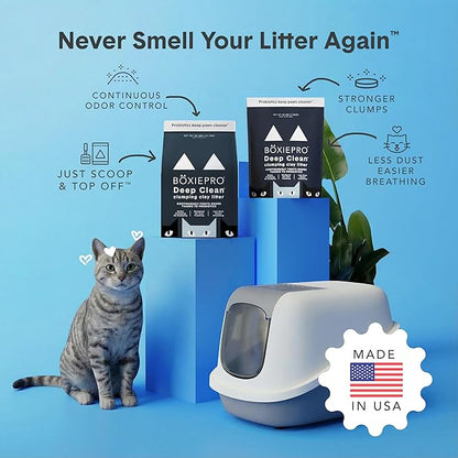 Boxie Probiotic Cat Litter, 40 Day Odor Control, Clumping Clay Kitty Litter, Odor Eliminating Probiotics, Dust-Free, No Fragrances No Fillers, 28 lb