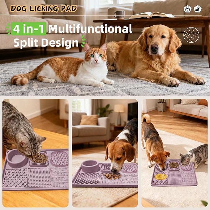 Dog Lick Mat for Anxiety Relief, Slow Feeder Alternative, Pet Enrichment Treat Mat, Boredom Buster, Durable Food-Grade Silicone, Dishwasher & Freezer Safe