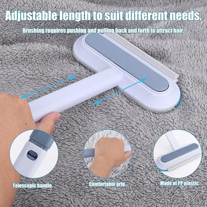 Pet Hair Remover, 4 in 1 Multifunctional Pet Remover Mitt Tool Reusable Long Handle Dog Hair Grooming Brush Magic Cat Fur Removal Glove Scraper Suitable for Couch Carpet Furniture