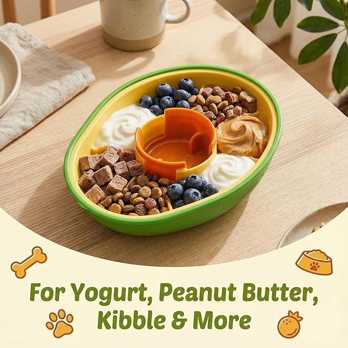 3 in 1 Dog Slow Feeder, Non-Spill, Anti-Choking, Interactive Toys to Keep Them Busy, Detachable, Easy to Clean, Great for Slower Feeding& Food Training