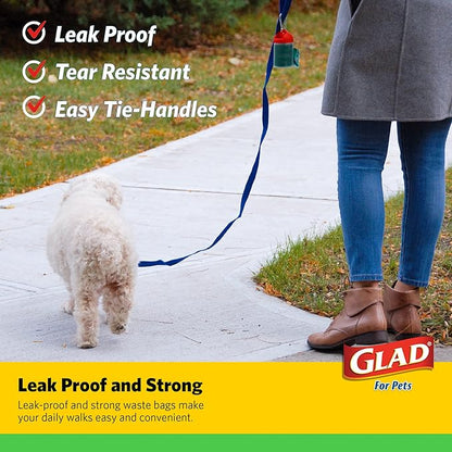 Glad Eco Friendly Dog Waste Bags | Leak Proof, Strong Poop Bags for All Dogs, Green (Pack of 6, 2160 Count Total)