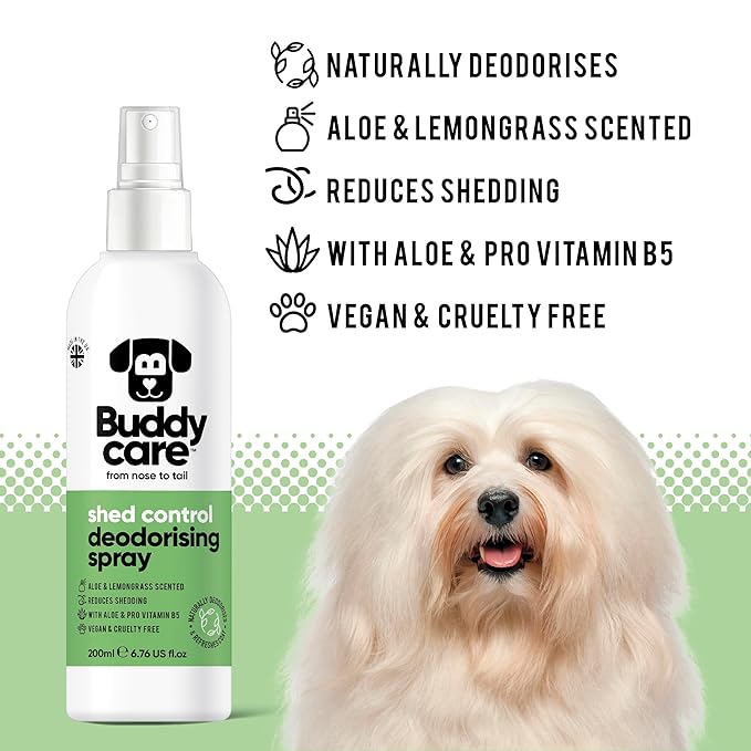 Dog Deodorising Spray - Deodorising Spray for Dogs - With Aloe Vera and Pro Vitamin B5 (Aloe Vera & Lemongrass, 200ml)