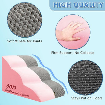 Pet Steps Dog Stairs for Sofa Couch and Bed High Density Sponge Pet Ramp with Removable Washable Cover Non-Slip Base Stable Dog Steps 15.7" H