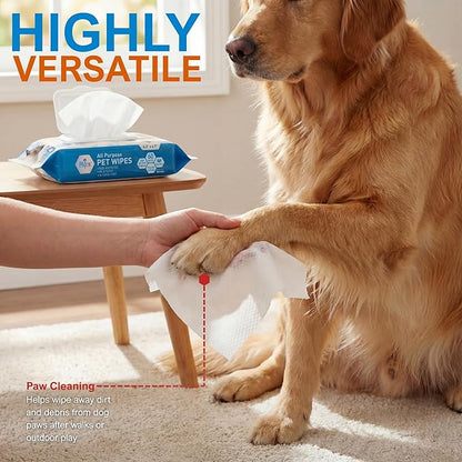 MED PRIDE Hypoallergenic Animal Wipes for Cats Bathing and Cleaning Fur, Extra Soft, Alcohol and Paraben Free, Aloe Vera Enriched (Pack of 60)