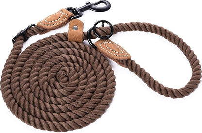 Mile High Life Hands Free Dog Leash, Crossbody Waist Leash with Genuine Leather Connection, Multifunctional Adjustable Slip Lead for Dog Walking Running (Dark Brown, 7FT)