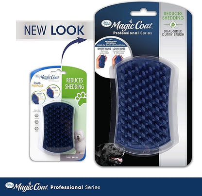 Four Paws Magic Coat Professional Series Grooming Dual-Sided Silicone Wet or Dry Curry Deshedding Brush for Dogs, 1 Count