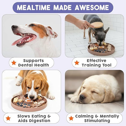Awoo Smorgasboard - Silicone Dog and Puppy Lick Mat and Slow Feeder with Suction Cups - Non-Slip, Dishwasher Safe Pet Dish - Extends Mealtime for Fast Eaters - for Wet & Dry Food (Sage)