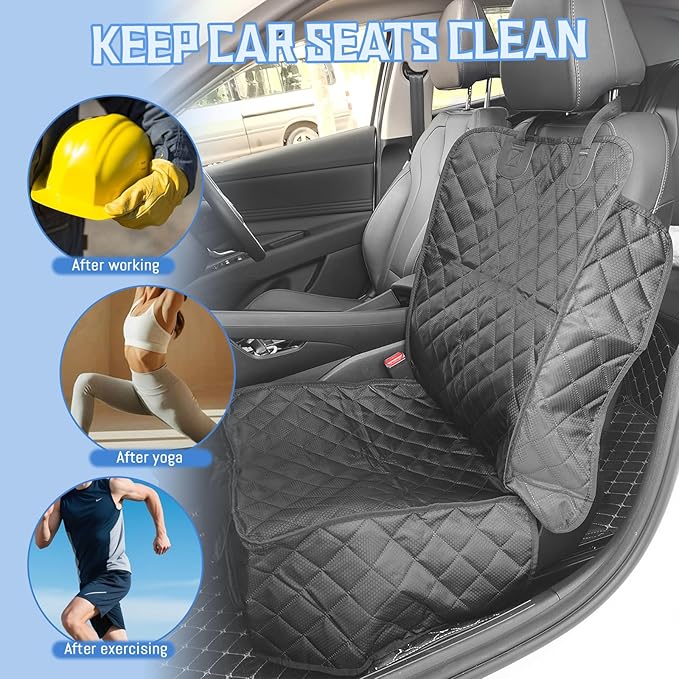 Front Seat Cover, Full Protection Dog Car Seat Cover with Side Flaps, Universal Captain Chair Seat Cover for Cars Trucks SUVs, Scratch-Proof, Nonslip, Easy to Install & Clean, Black